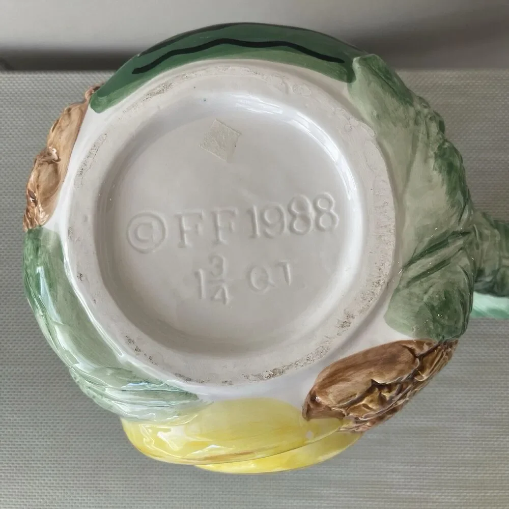 Vintage 1988 Fitz & Floyd Calypso Fruit Ceramic Pitcher 1.75 Quart Hand Painted